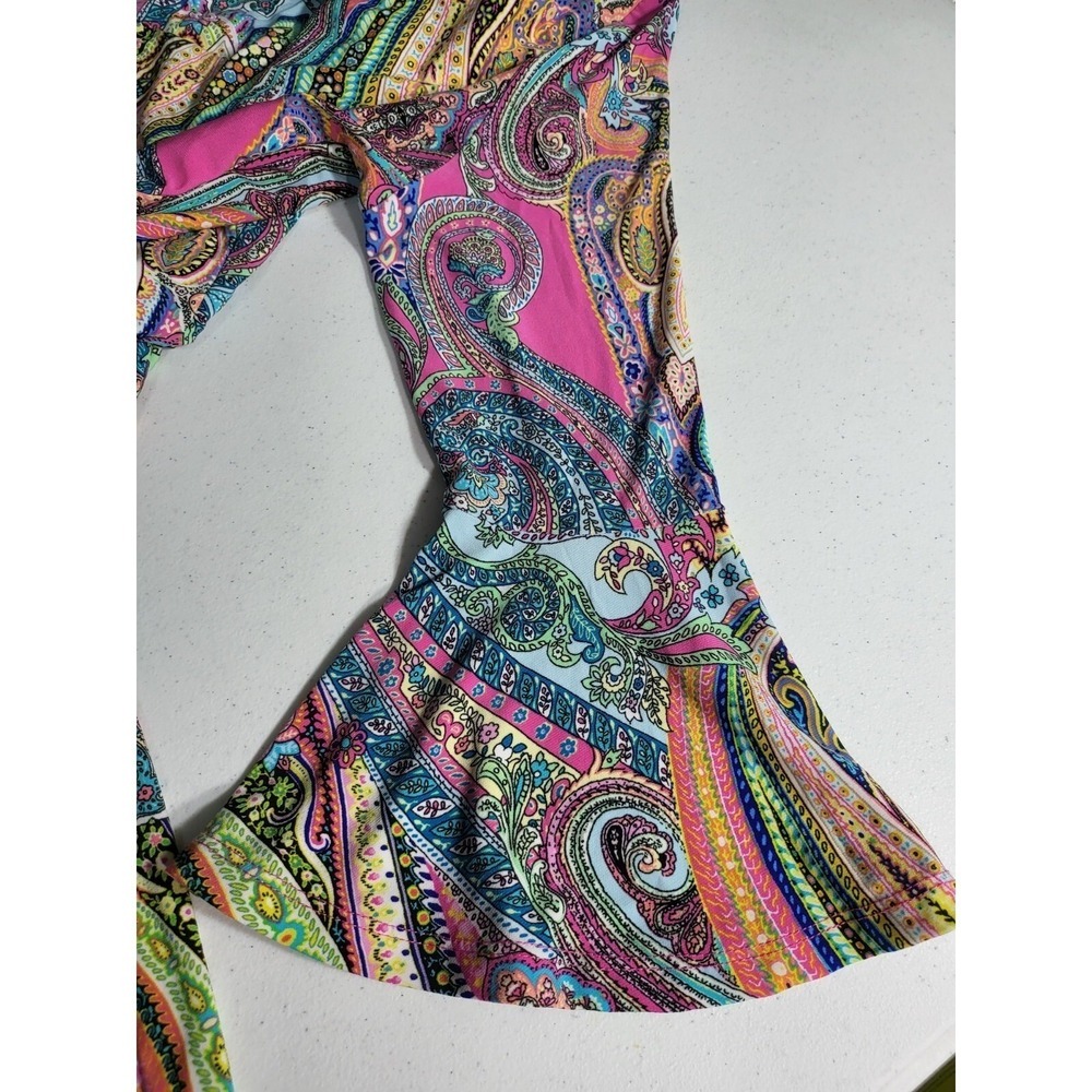 Tommy Hilfiger Womens Paisley Bell Sleeve Shift Dress Multi Color Size 8 Retro - Picture 5 of 9